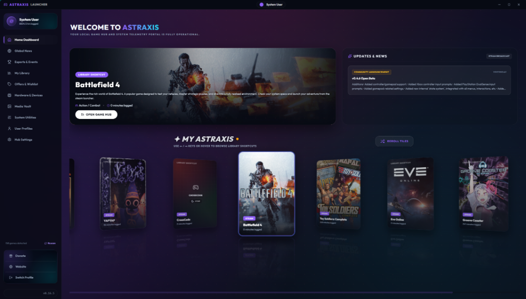 Astraxis Launcher Dashboard Preview